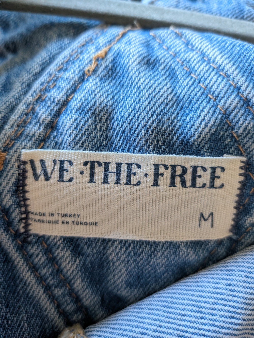 We The Free light blue denim Barrel Leg overalls - Picture 4 of 8